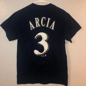 🌞 Majestic Brewers T-Shirt Arcia #3 Tee Blue Size Small Women MLB Milwaukee